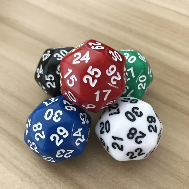 Dice 1Pcs/Lot D30 Thirty-surface 25mm Digital Dice Quality Colour Acrylic Rounded Corners Originality Dice Set Yernea