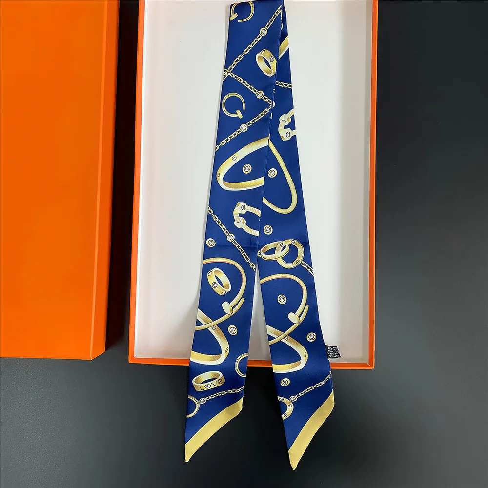 Skinny Small Silk Scarf Women Luxury Brand Scarves Fashion Women\'s Hair Bag Accessories Wrap Band Neckerchief Scarf For Women