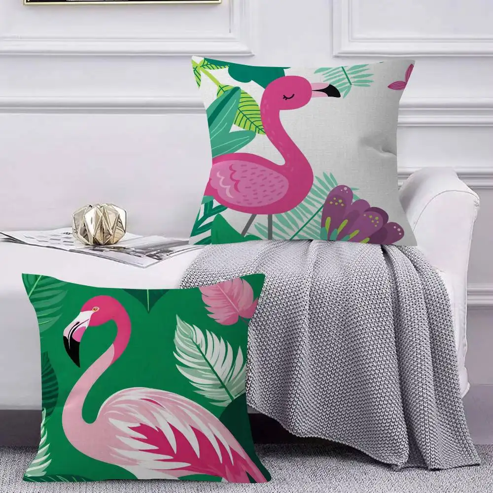 ART Flamingo   Cushion Cover Inches Farmhouse Decor Home Throw Pillow Covers for Couch Decorations