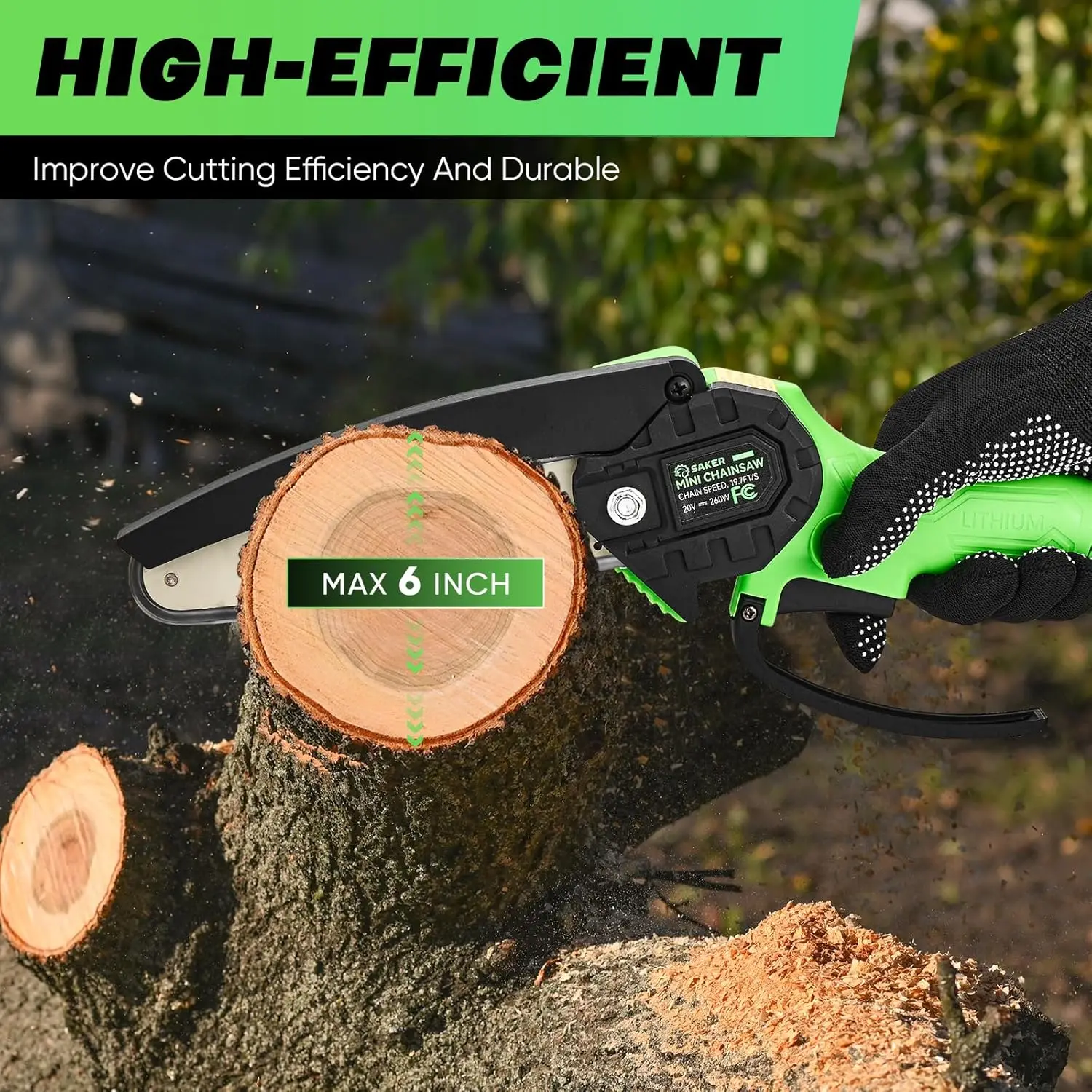 Saker Mini Chainsaw|6 Inch Chainsaw[2024 Upgraded]|Mini Cordless Electric Chain Saw|Small Handheld Portable Chainsaw Battery