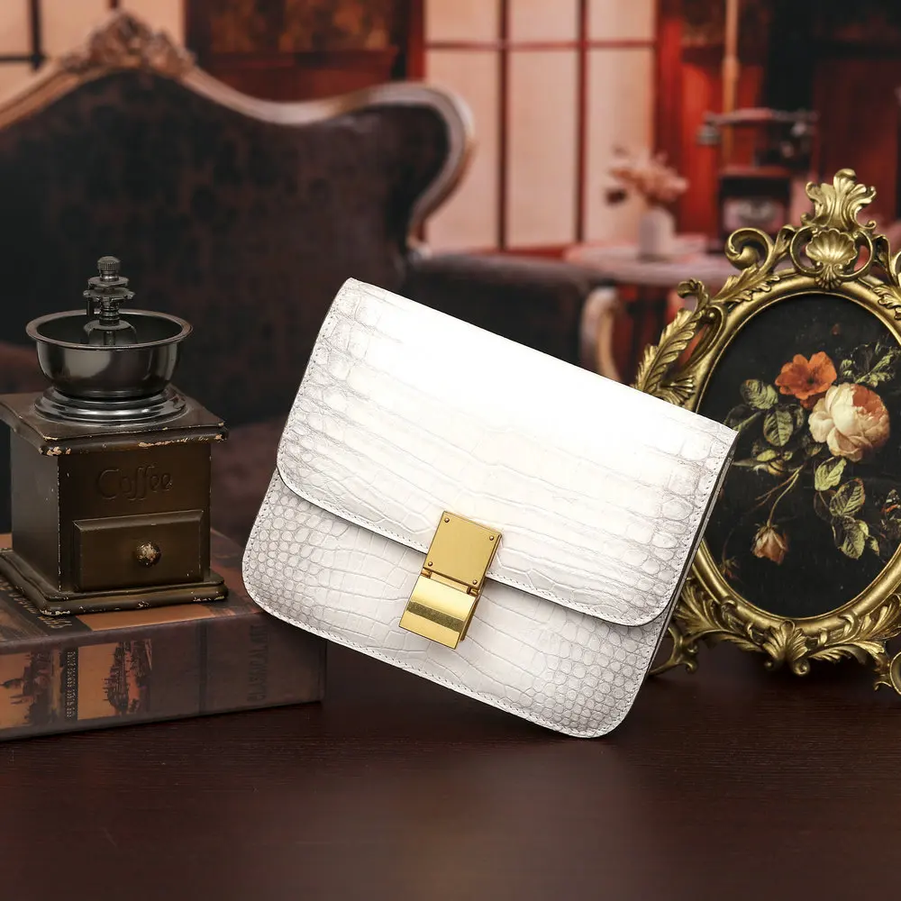 2025 New Designer Crocodile Leather Women Shoulder Bag Fashion Genuine Leather Lady Bag High Grade Square Shoulder Bag 45
