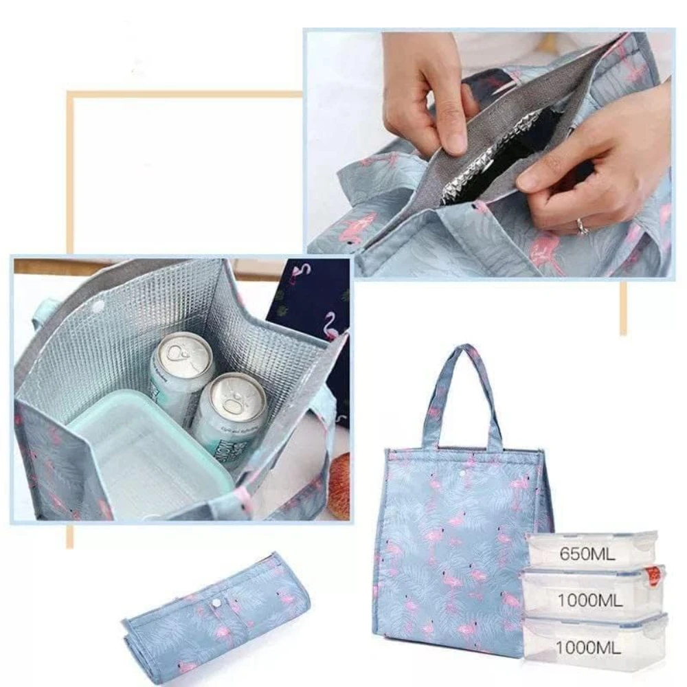 Waterproof Foldable Portable Lunch Bag, Insulated Lunch Box, Oxford Cloth, Picnic Refrigerator Cooler Fresh Food Storage Handbag