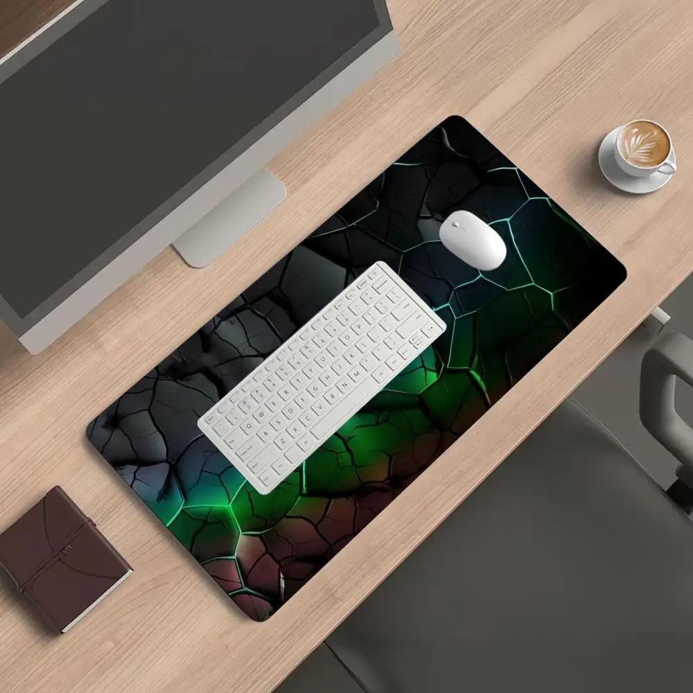 Luminous Neon Abstract Crack Mousepad Xxl Desk Accessories Keyboard Mat Gamer Setup Decoration Mausepad Desk Pad Office Carpet