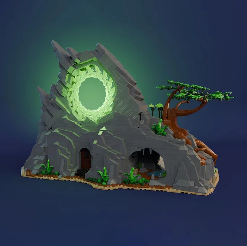 Nieuwe MOC Bouwstenen Filmscène Middeleeuws Kasteel Architectuur Model Donkere Deur Modulair Kinderspeelgoed Cadeau DIY Montageset