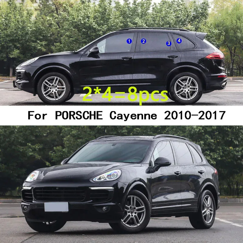 For PORSCHE Cayenne 2010 2011 2012 2013 2014 2015 2016 2017 Car Center TPU/Glossy Mirror Pillar Post Cover  Stickers Accessories