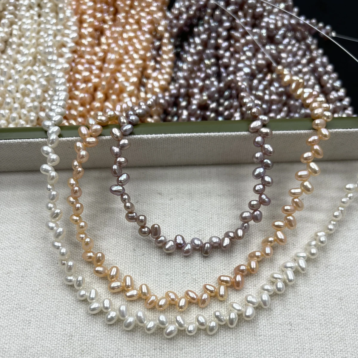 

AAA 4-5mm 1strand Natural Freshwater Pearl Rice Bead Three-seven Hole Beads for Jewelry Making DIY Accessories Necklace Supplies