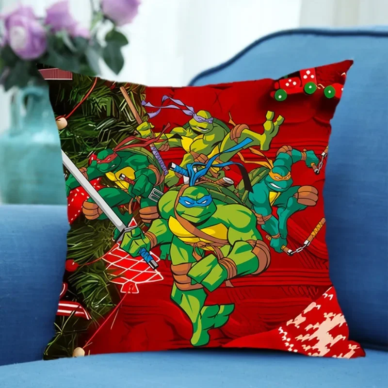 Christmas Teenage Mutant Ninja Turtles Cartoon Pillowcase Festive Decorations Pillowslip Living Room Bedroom Pillow Car Cushion
