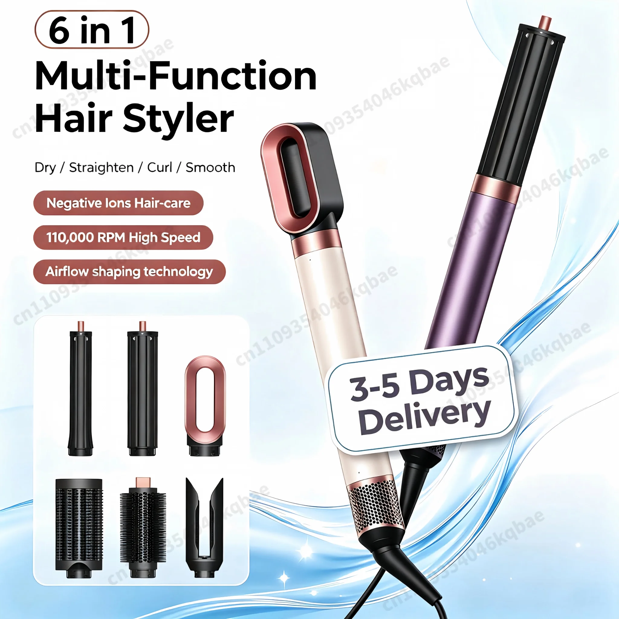 SenCiciMen 6-in-1 1500W Negative Ions Air Multi-Styler,Auto-Wrap Hair Dryer Brush for Fast Drying Curling Volumizing Straighteni