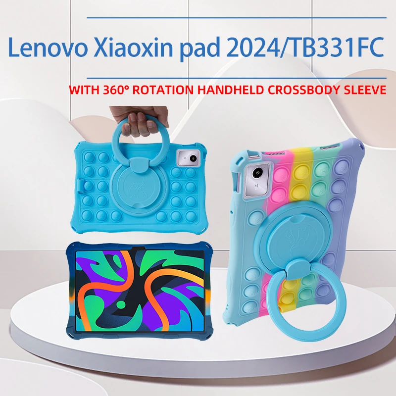 Kids Funda Case For Lenovo Xiaoxin Pad 2024 11 inch 360 Rotating Stand Cover For Tab M11 TB-330FU TB-331FC Soft Silicone Shell