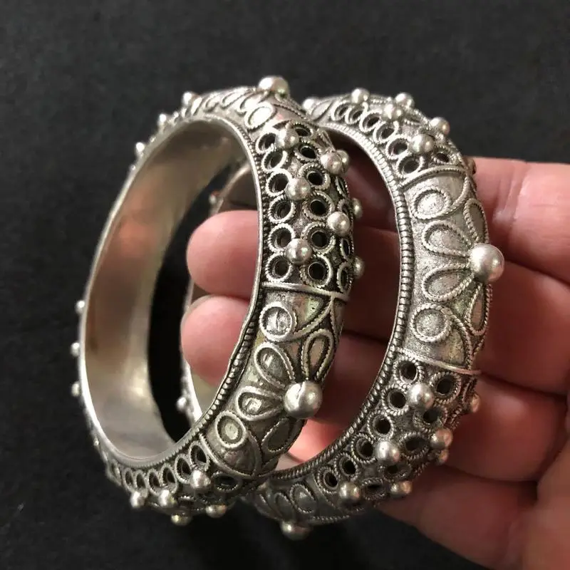 Wholesale vintage and bracelets, distressed black Tibetan bangles, Miao silver jewelry 1pc