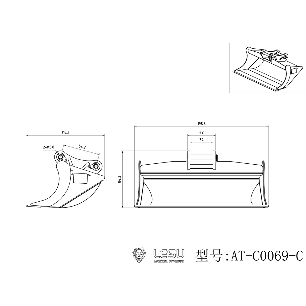 Parte balde de metal para lesu 1/14 et30h et26l lr945 sk500 lr960 zx490 et36l et26 ac360 et35 c374f rc escavadeira hidráulica