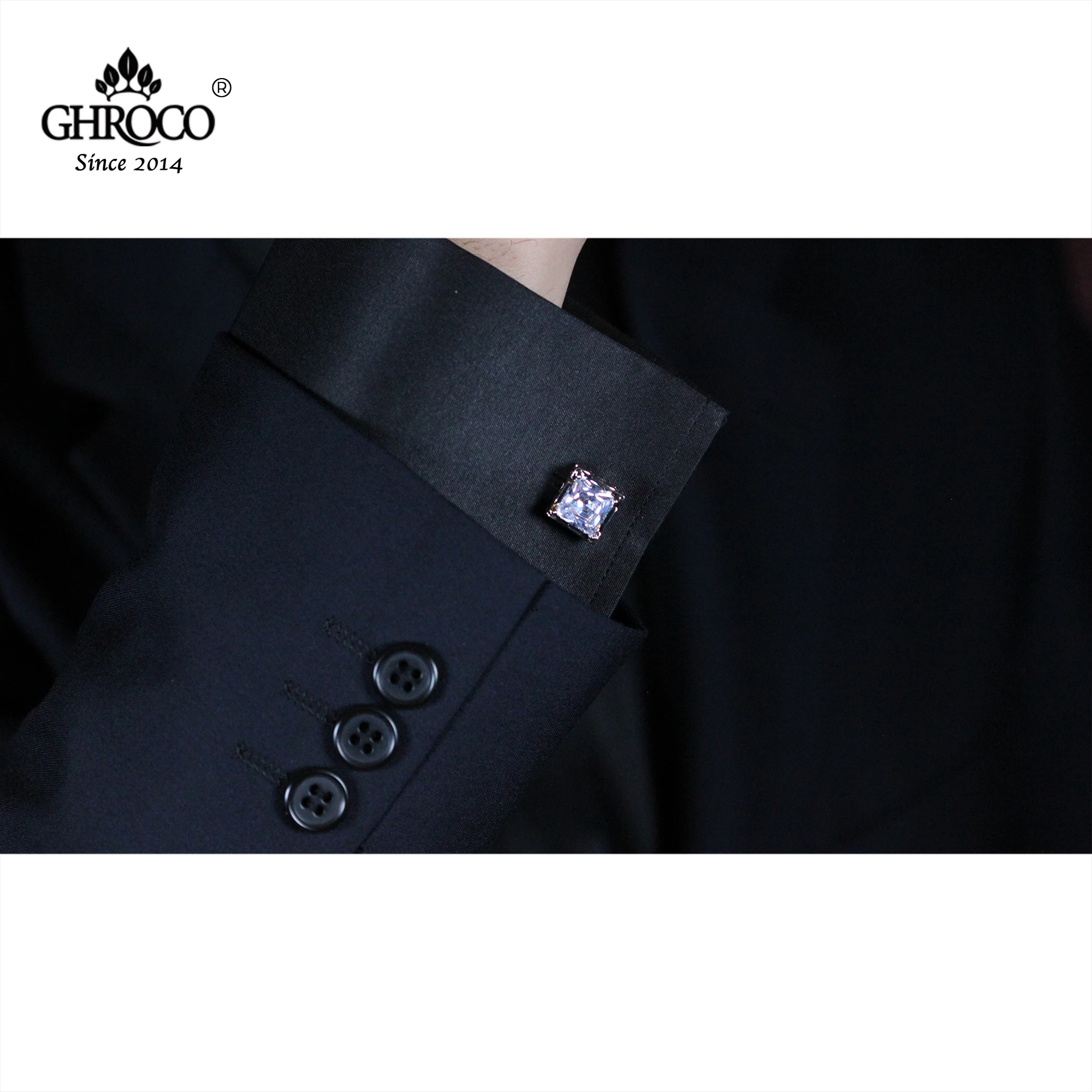 GHROCO High-Quality Exquisite Square Zircon Classic French Shirt Cufflinks Fashion Luxury Gift for Business Men and Wedding