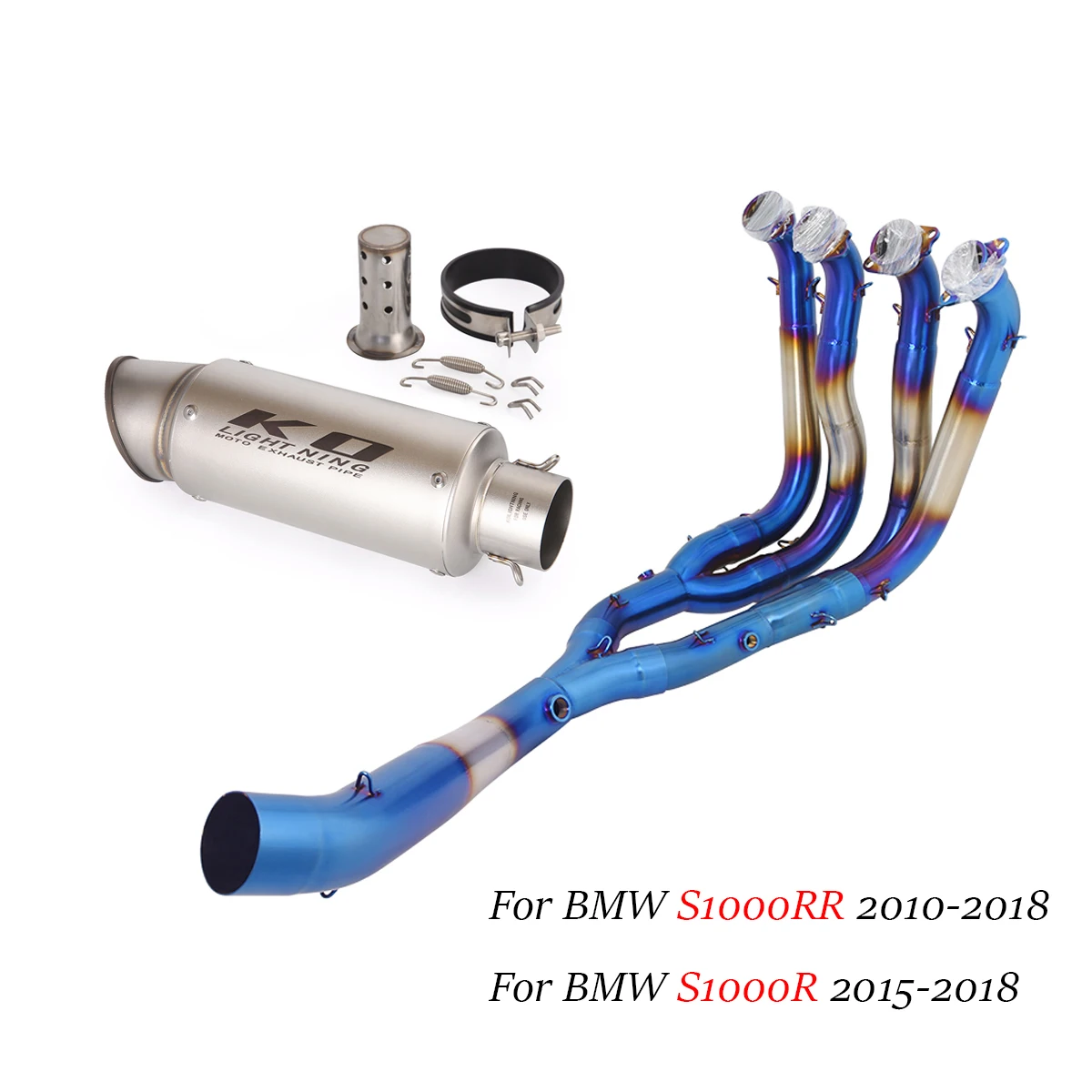 For BMW S1000RR 2010-2018 S1000R 2015-2018 Motorcycle Full Exhaust System Blue Header Link Pipe Connect 60mm Muffler DB Killer