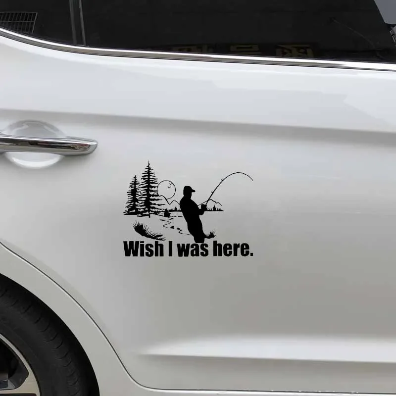 車のステッカー Hope I Am Here 車のステッカー 釣り 漁師 狩猟 屋外 PVC 車の装飾ステッカー ブラック/ホワイト、18cm*13cm