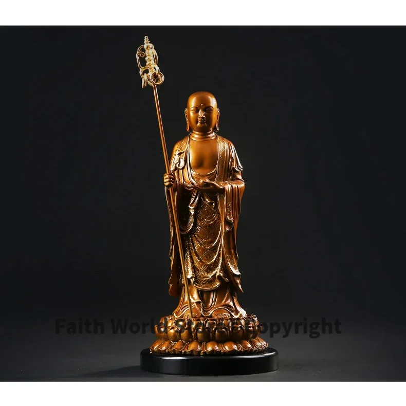 26 CM large size Ksitigarbha Bodhisattva Buddha # Buddhist disciple HOME family efficacious Protection FENG SHUI copper statue