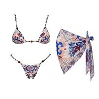 Floral 3Pcs Bikinis Sexy Women Swimsuits Female Push Up Swimwear Micro Bikini Set Bathingsuit Swim Suit Beachwear Print Biquini - Image 4