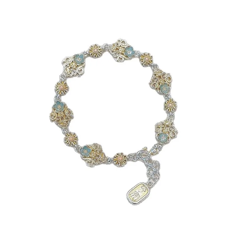 

pufan flower bracelet women's four-leaf clover phoenix buckle national style jewelry sterling silver versatile collection chain