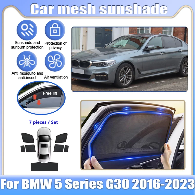 

Car Mesh Shades For BMW 5 Series G30 2016-2023 2017 2018 Window Sun Visors Magnetic Privacy Curtains Mosquito Auto Accessories