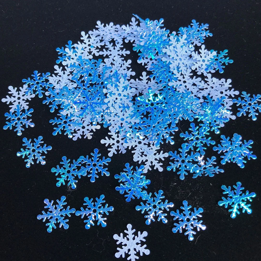 

400pcs Paper Shred Snowflake Confetti 3.5Cm Blue 2Cm White Plastic Lightweight Party Table Scatter Christmas Balloon Filler