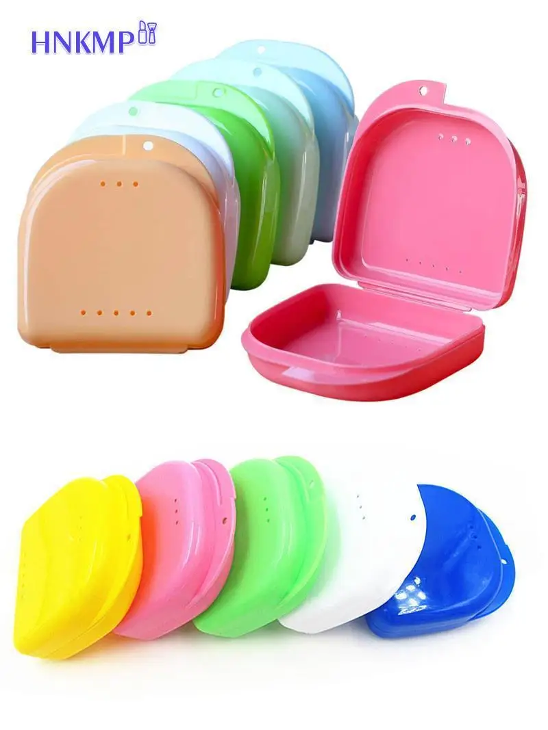 

Retainer Case Mouth Guard Case Orthodontic Denture Storage Container Carabiner Hook Air Vent Holes Dental Teeth Retainer Box