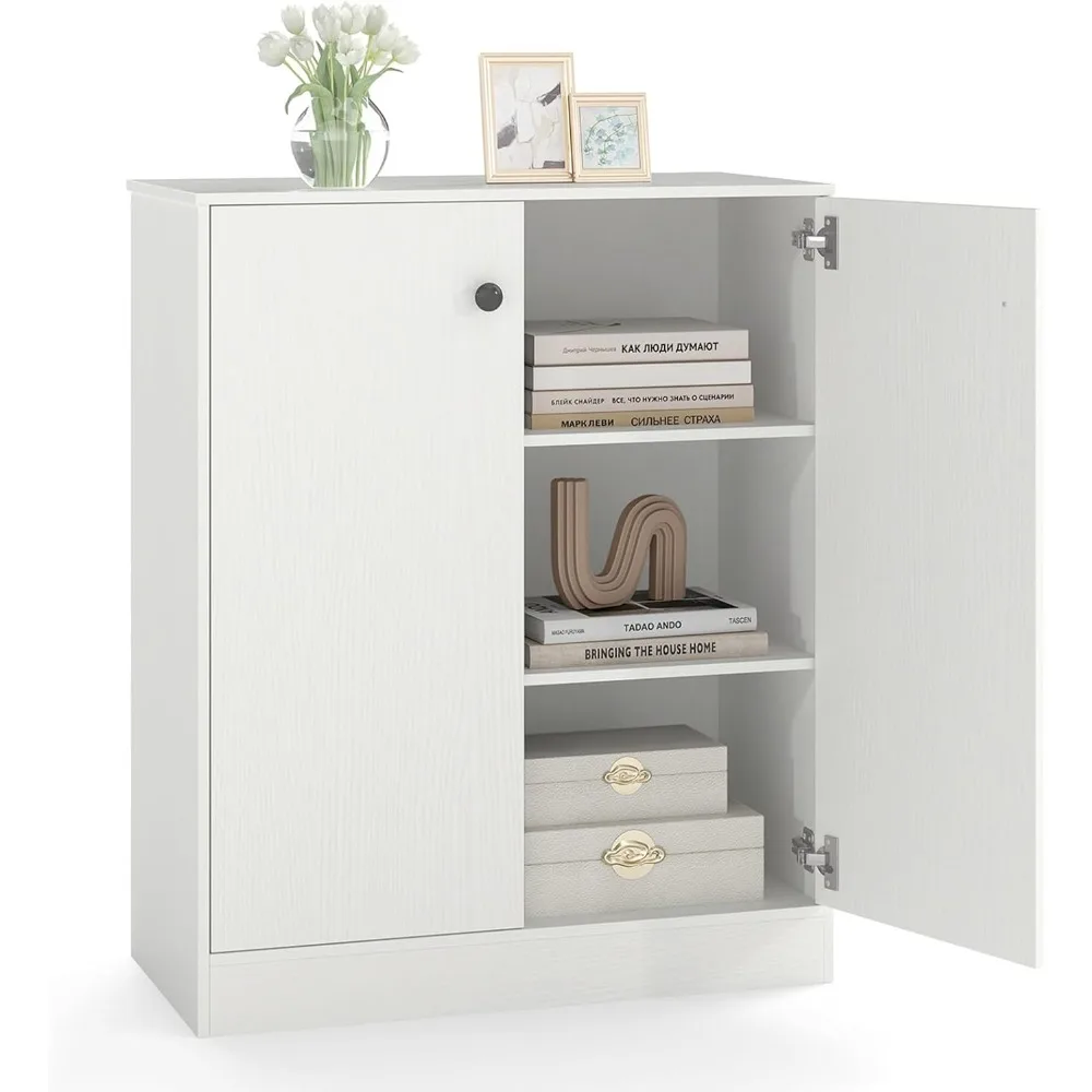 خزانة تخزين LOKO ذات بابين، خزانة أرضية حديثة مع رف من 3 طبقات، خزانة جانبية قائمة بذاتها مع جهاز مضاد للانزلاق، تخزين