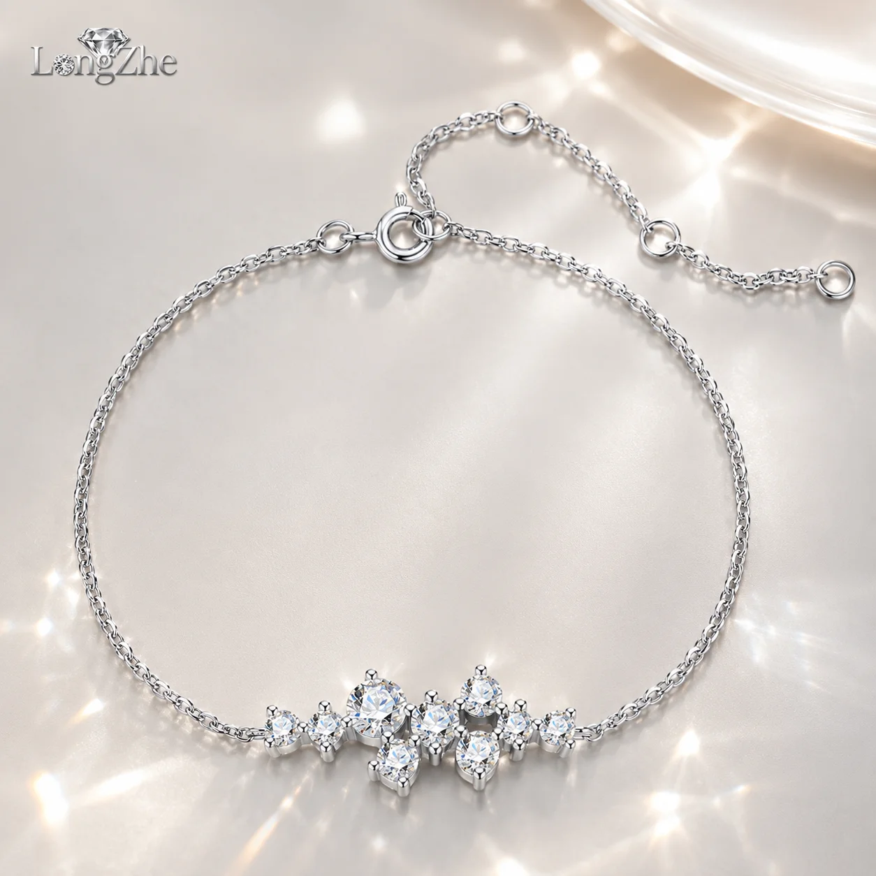Moissanite Bracelet for Women S925 Sterling Silver Leaf Cluster Adjustable Chain D Color VVS1 Fine Jewelry Anniversary Gift