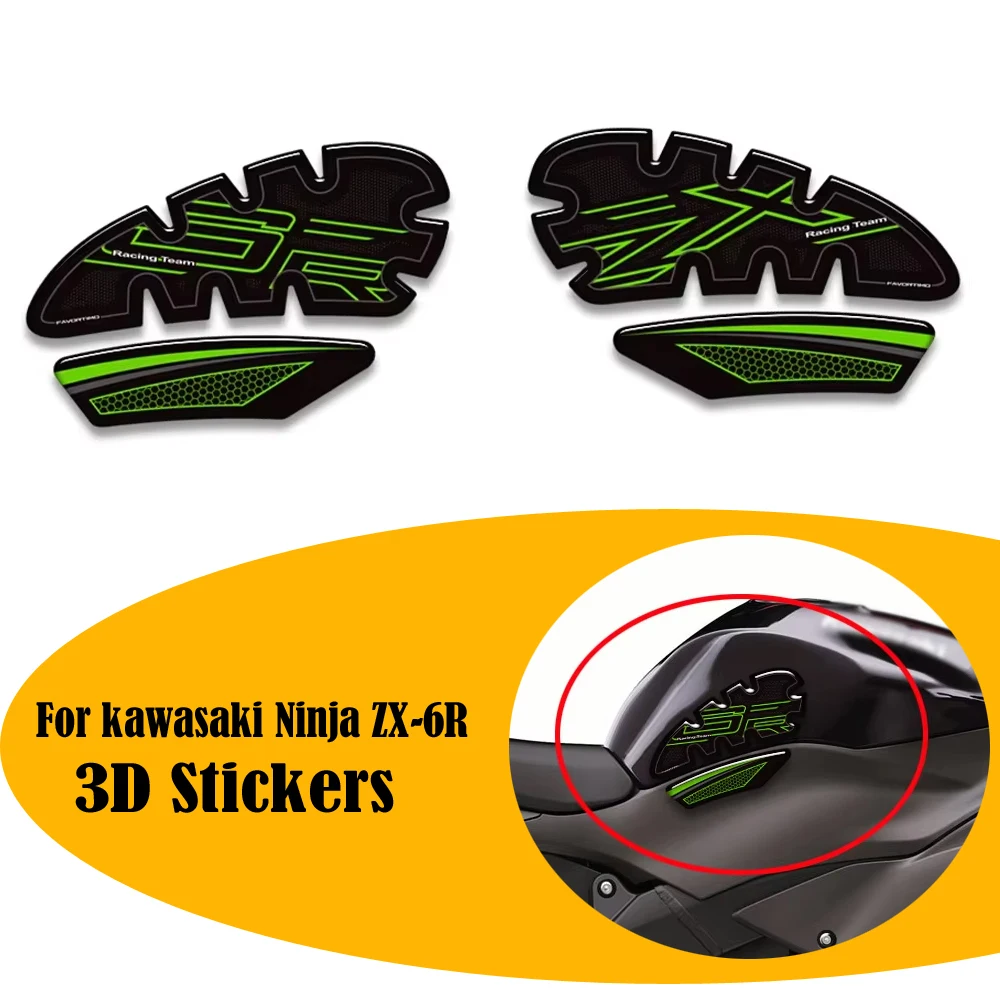 

New Motorcycle For kawasaki Ninja ZX-6R ZX6R ZX-6R Tank Pad Side Grips Gas Fuel Oil Kit Knee Fairing Fender 3D Stickers Decals