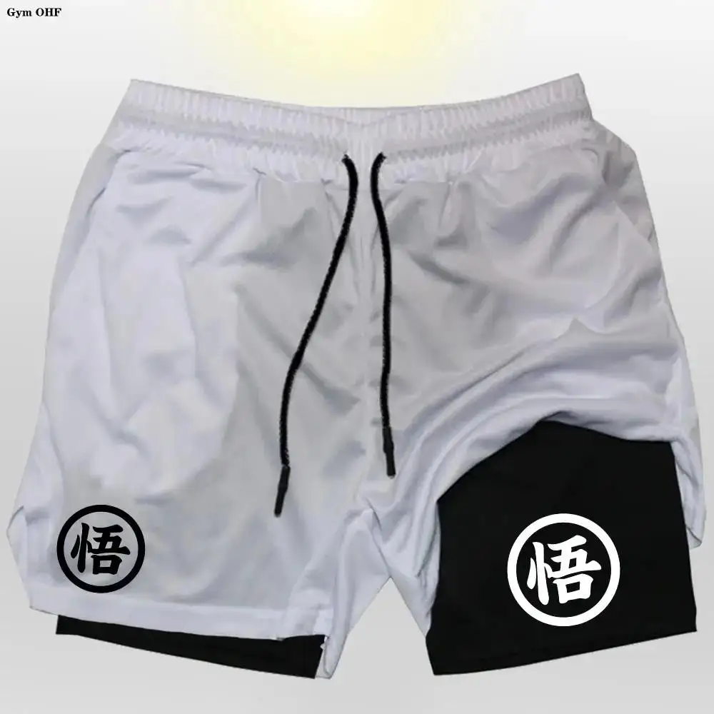 

Goku Anime Running Shorts Men Fitness Gym Training 2 in 1 Sports Shorts Quick Dry Workout Jogging Double Shorts Deck