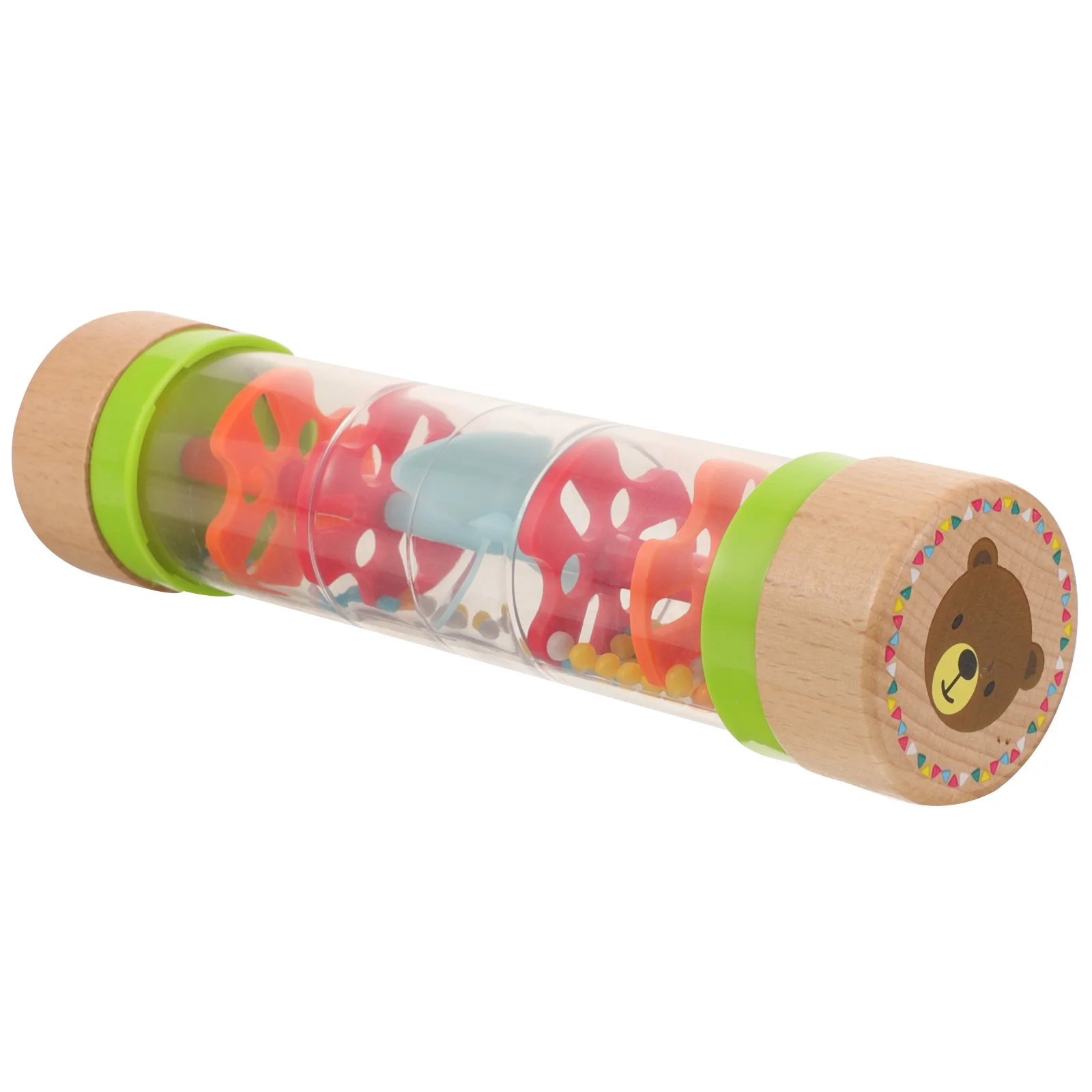 1pc Wooden Rain Sound Tube Rainbow Colorful Smooth Safe For Baby Visual Auditory Stimulation Kids Musical Educational Montessori