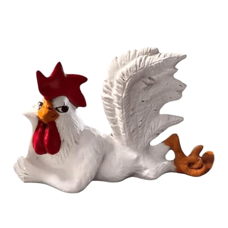 Small Resin Cocks Figurine Sculpture Mini Funny Side Lying Winking Cocks Table Figurine, Fine Workmanship