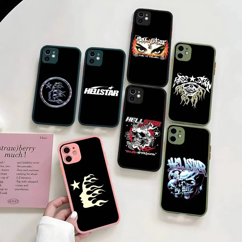 Матовый полупрозрачный чехол для телефона H-HellstarS Fashion Logo для iPhone 15 16 Pro Max 11 12 13 14 XS XR X Plus 16E