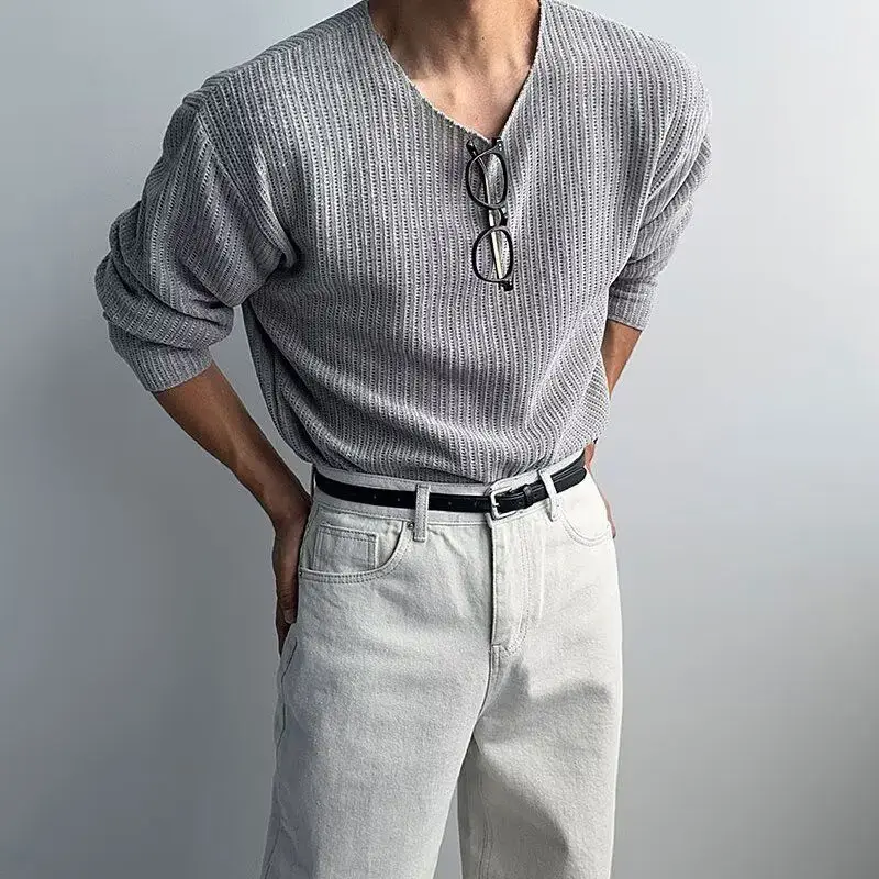 سترة طويلة محبوكة فضفاضة تناسب رقيقة مستديرة Ne لون نقي عادية Sle ألياف البوليستر موسم الشتاء الشباب الرجال Faion