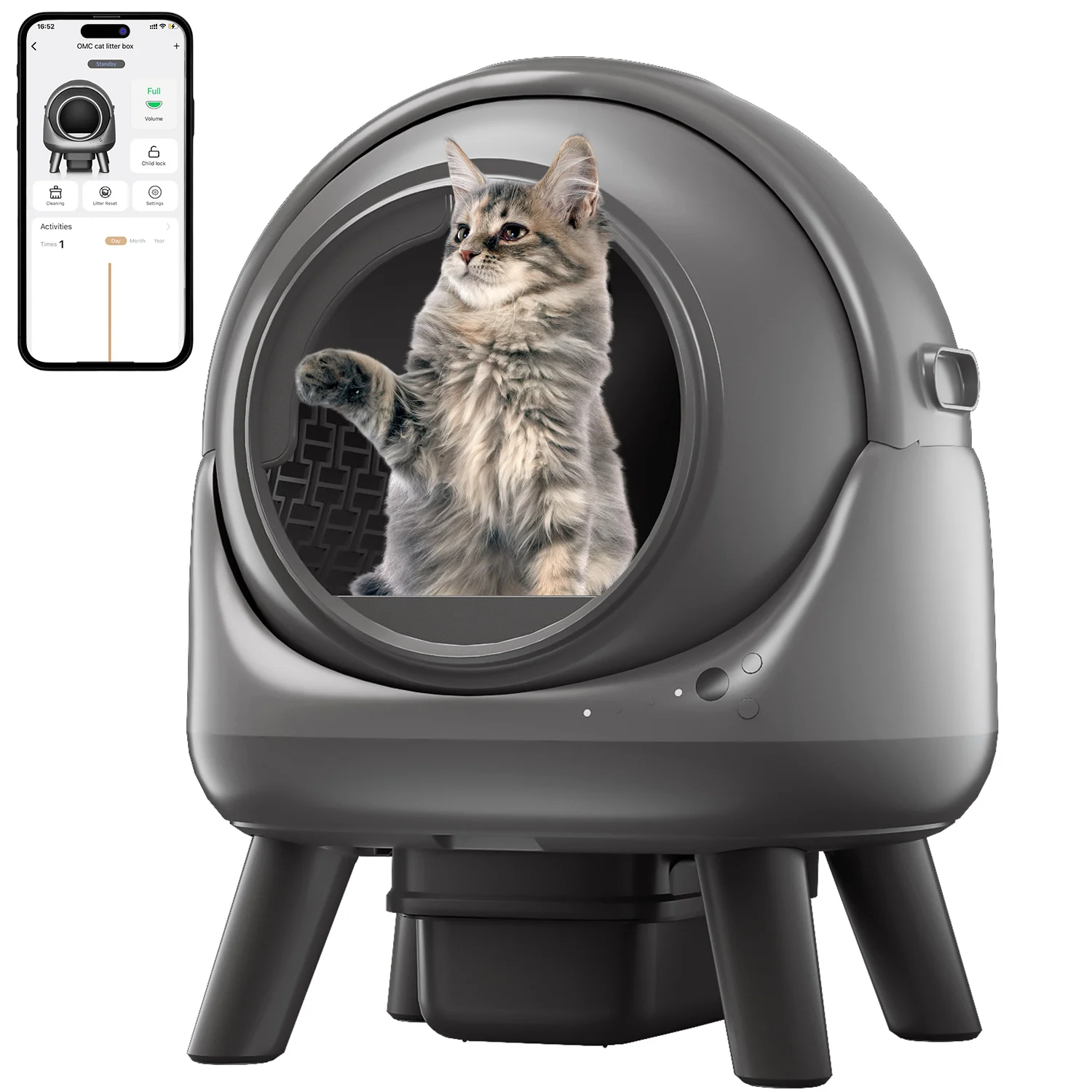 

REDSASA 75L Automatic Smart Cat Litter Box Self Cleaning APP Control Fully Enclosed Odor-control Cat Litter Box Pet Toilet Tray