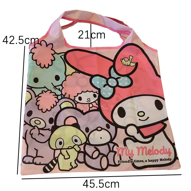 Kawaii Sanrio HelloKitty MyMelody Kuromi Cinnamoroll New Ins Shopping Bag Large-capacity Oxford Cloth Vest Bag Can Be Folded Bag