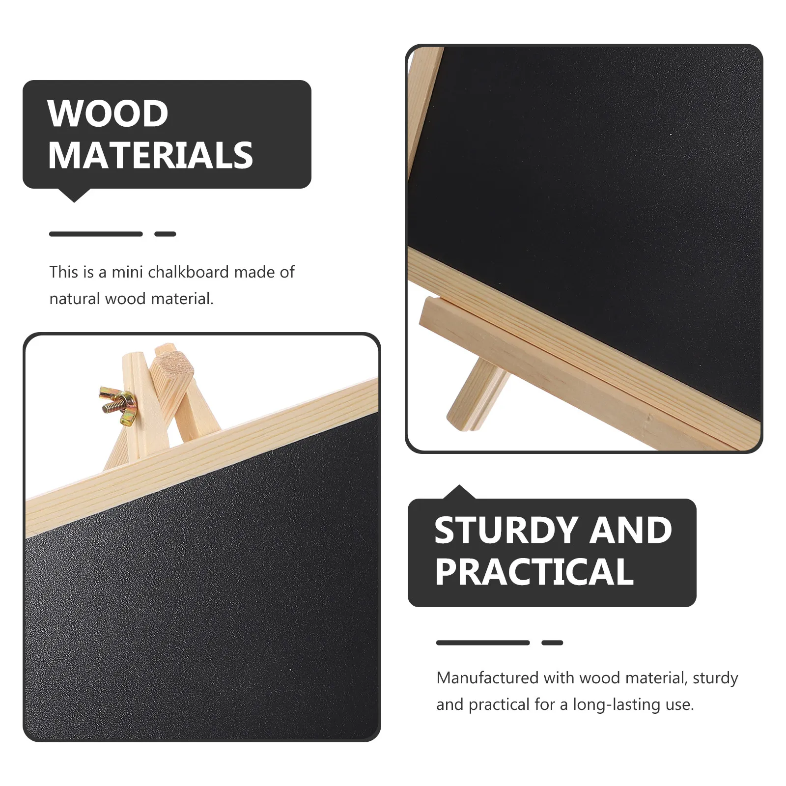 Wooden Mini Chalkboard for Writing Painting Recording Standing Blackboard Message Board Multi-Function Desktop Sign Home