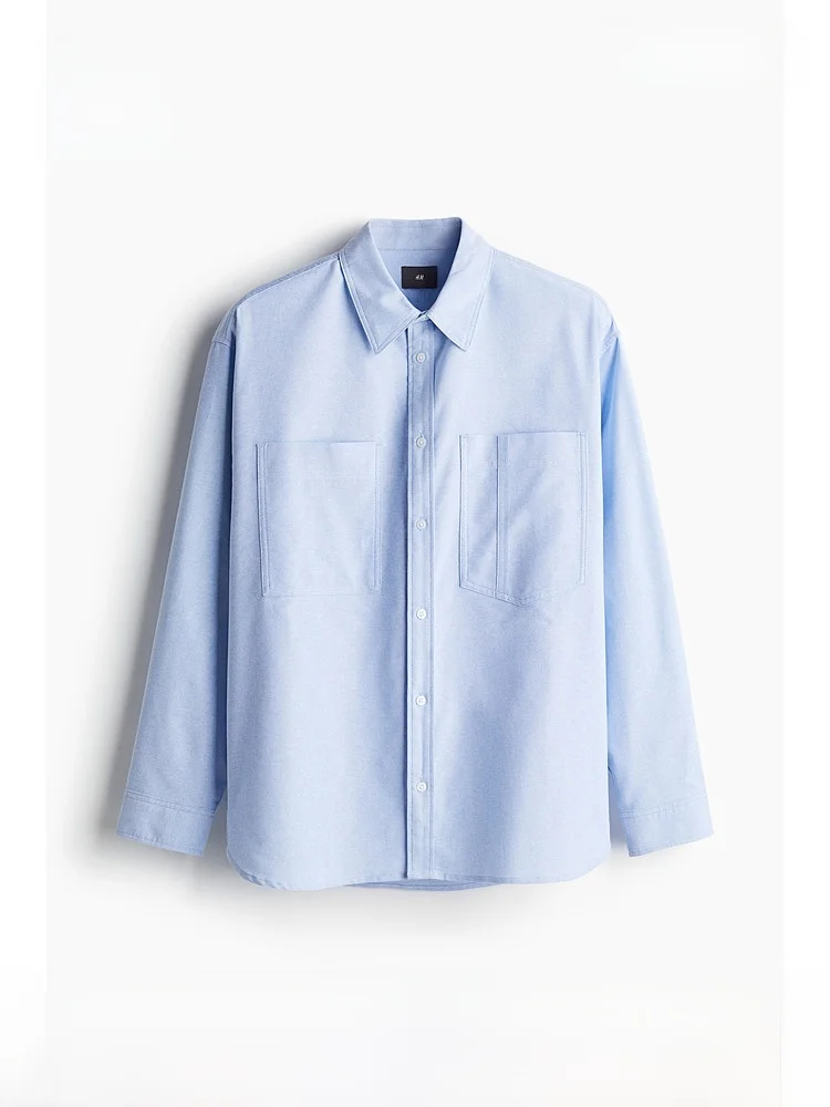 

H&M Men's Casual Long Sleeve Shirt Business Formal Loose Collar Lightweight Outerwear Spring Autumn Winter Seasonal Use