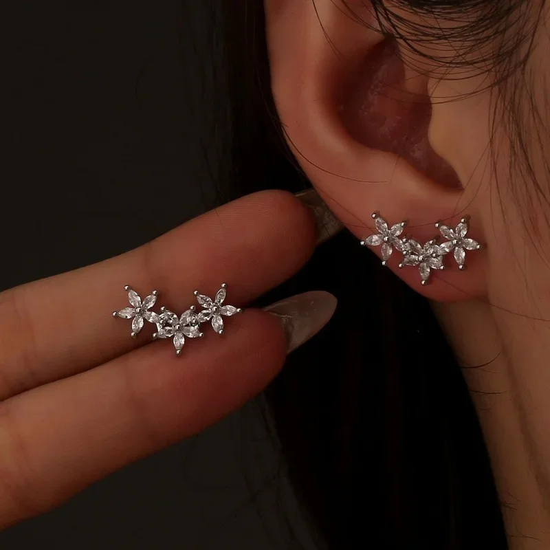 

Luxury Zircon Women Wedding Earring Gorgeous Flower Shape Charm Top Quality Silver Color Lady Earrings Jewelry Wedding Party