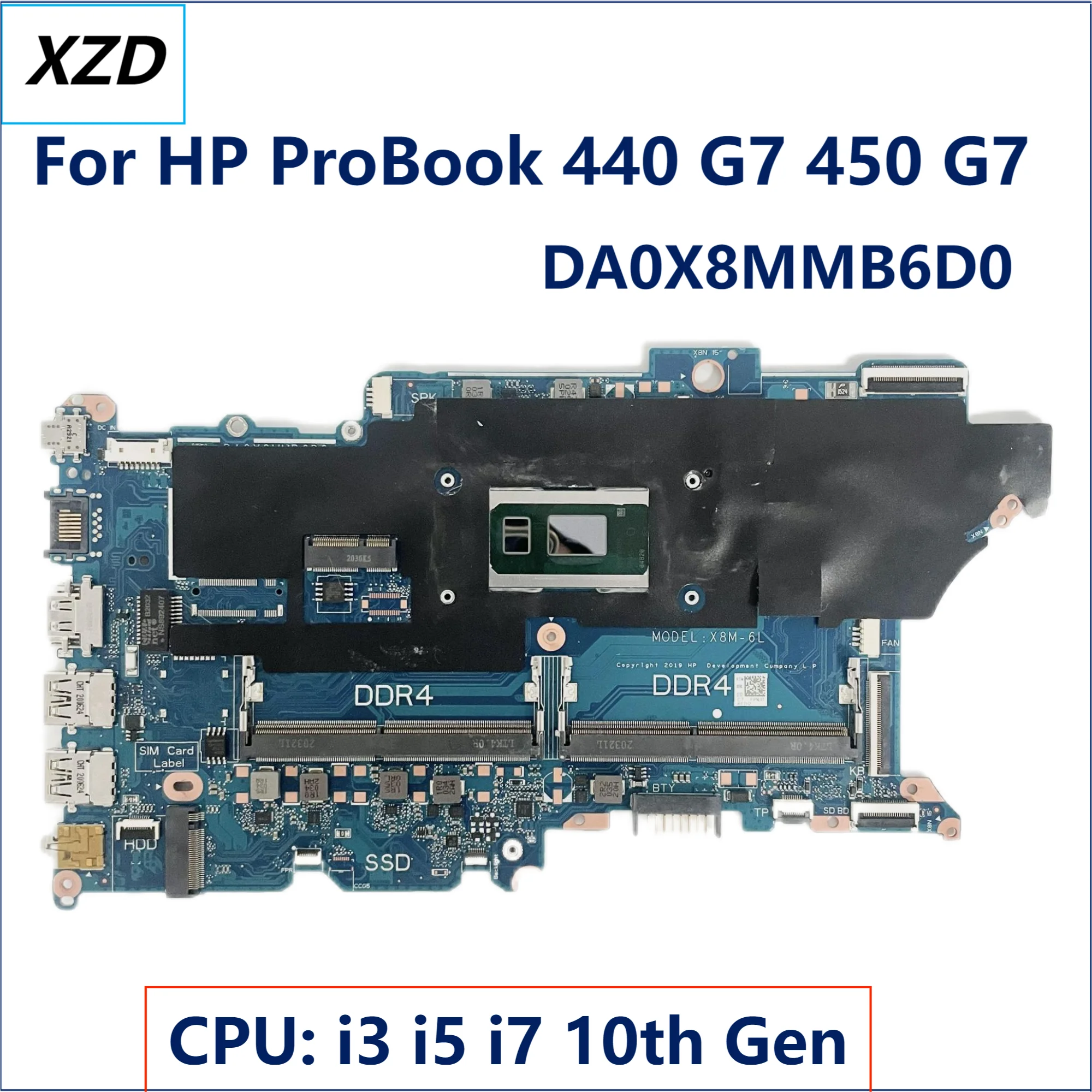 

DA0X8MMB6D0 Notebook Mainboard For HP ProBook 440 G7 450 G7 Laptop Motherboard L78085-601 L78083-601 I3 I5 I7 10th Gen Tested