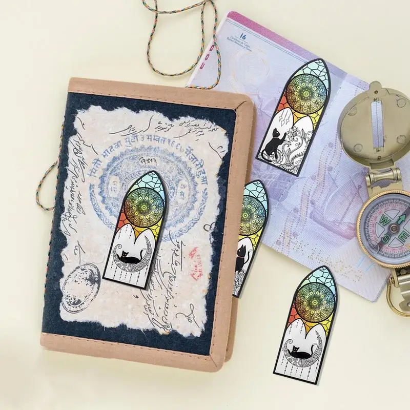 Black Cat Bookmark 6PCS Cartoon Animal Bookmark Cat Reading Bookmarks Retro Book Page Marks Page Marker Holiday Gifts