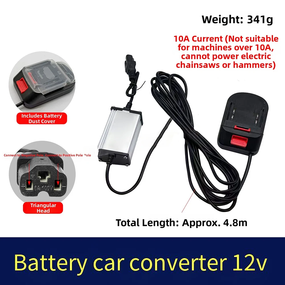 Electric Vehicle Lithium Battery Adapter Cable 12V 10A Converter Compact Metal Plastic Design Reverse Polarity Safe