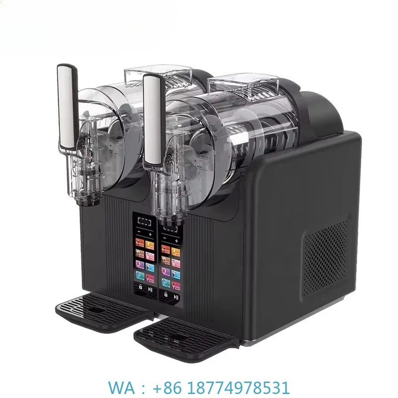 2 Tank Automatic Slushy Maker, Self-Cleaning Table Top Frozen Slushie Equipment for Cold Drinks, Ideal for Small Business