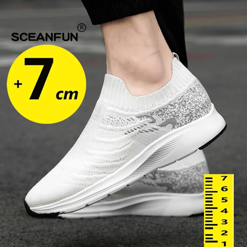 Toenemende Lift Man Sneakers Zomer Lift Schoenen Hoogte Verhogen Schoenen Voor Heren Mesh Licht 7Cm Slip-On Casual Sportschoenen