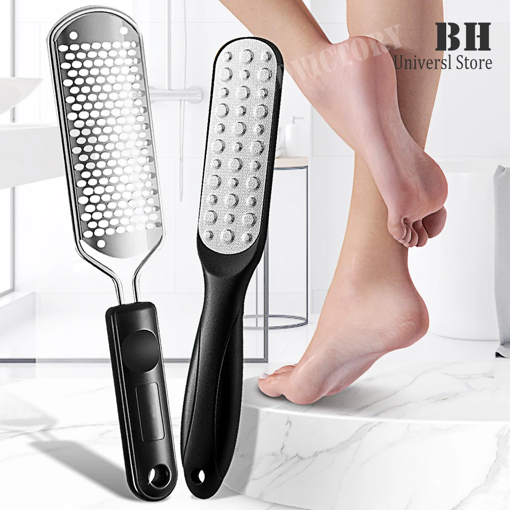 2 ピース/セット足ファイルカルスリムーバーステンレス鋼足やすりプロフェッショナルスクラバーペディキュアツールプレミアムフットケアツール