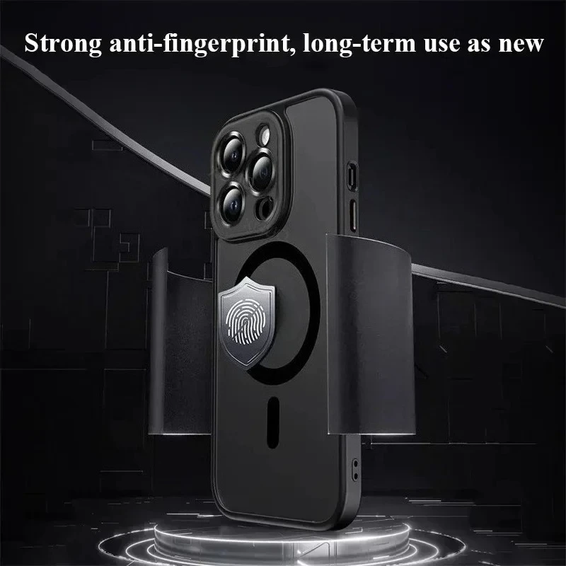 Funda original mate para iPhone 17 Air 16 15 14 13 12 11 Pro Max Plus, magnética para carga inalámbrica Magsafe, con protector de lente 6