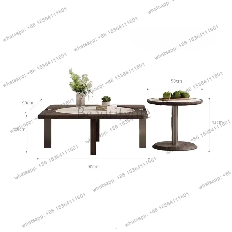 YJ Wabi Sabi Sets Coffee Table Square Round Minimalist Premium Coffee Table Living Room Trendy Table Basse Pour Salon Furniture