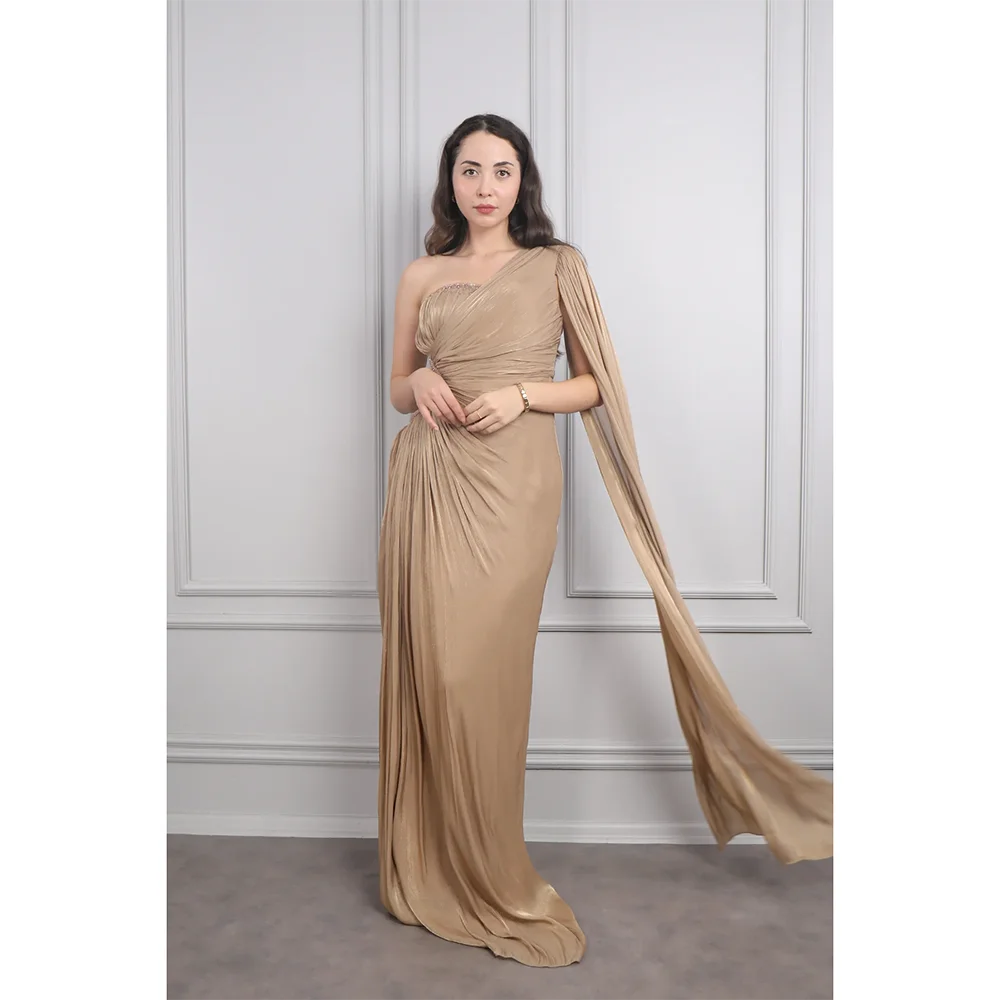 فساتين سهرة طويلة بكتف واحد مخصصة أنيقة للمناسبات الرسمية فساتين حفلات خرز كريستال 2025 طول الأرض فساتين لحضور الحفلات الموسيقية