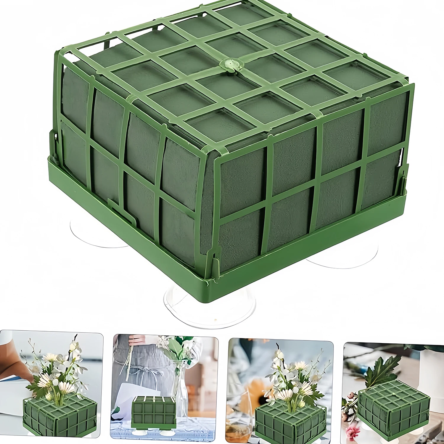 4 pçs arranjo de flores ventosas de argila espuma casamento carro arranjo de flores acessórios quadrados diy lojas de flores suprimentos