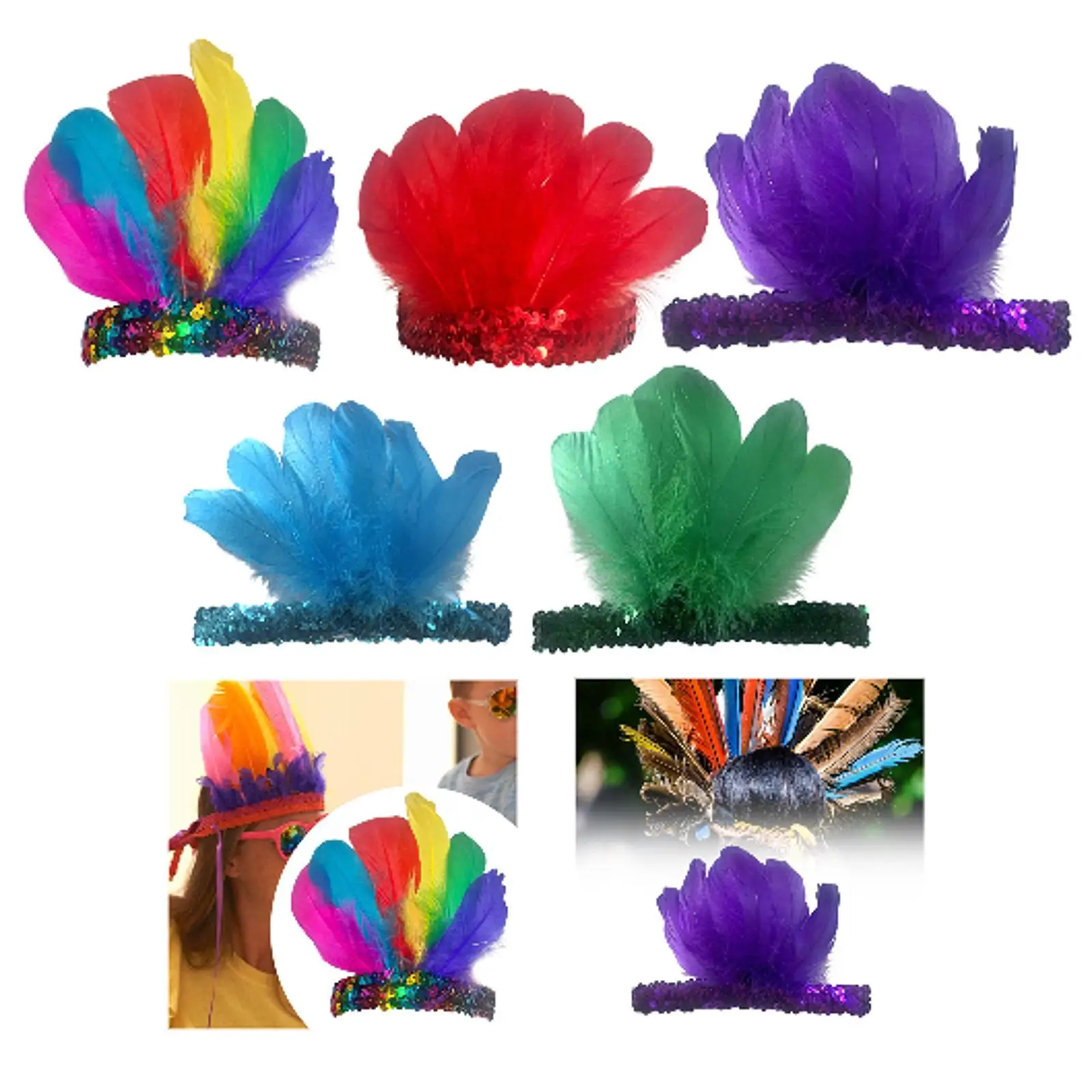 Feather Headband Multifunctional Headwear for Fancy Dress Carnival Halloween