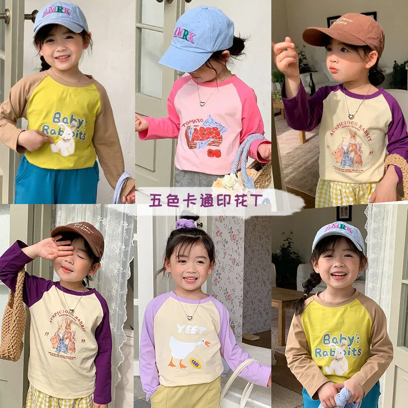 

Korean Children's Clothing2024New Boys and Girls Long SleeveTT-shirt Spring and Autumn Children's Cute Bottoming Shirt Cartoon I