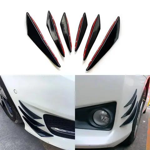 4/6 pçs universal amortecedor dianteiro lábio decoração difusor divisor barbatanas corpo spoiler canards valência queixo carro tuning canard decoração